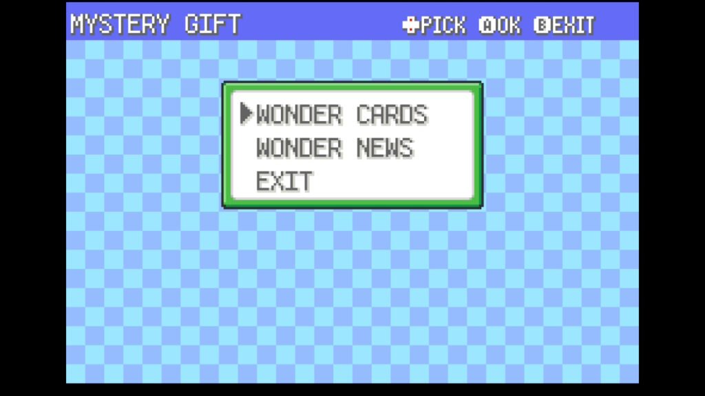 Mystery Gift menu in FireRed and LeafGreen